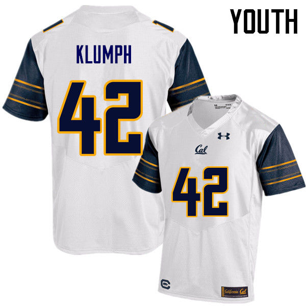 Youth #42 Dylan Klumph Cal Bears (California Golden Bears College) Football Jerseys Sale-White - Click Image to Close